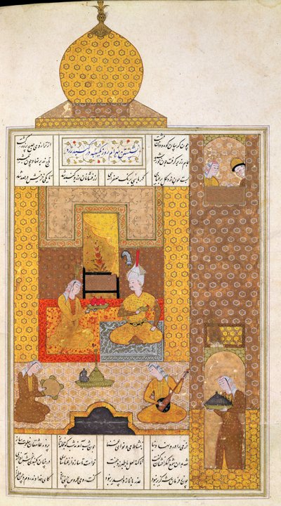 Ms D-212 fol.205b Bahram (420-28) besucht die Prinzessin von Turkestan, Illustration zu 